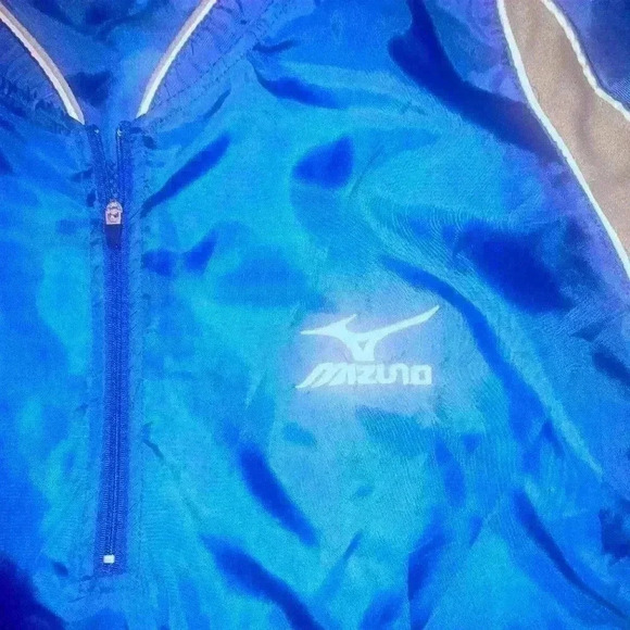 Mizuno Windbreaker Shirt Mens L Blue Gray Short Sleeve Vented Pullover - Picture 3 of 9